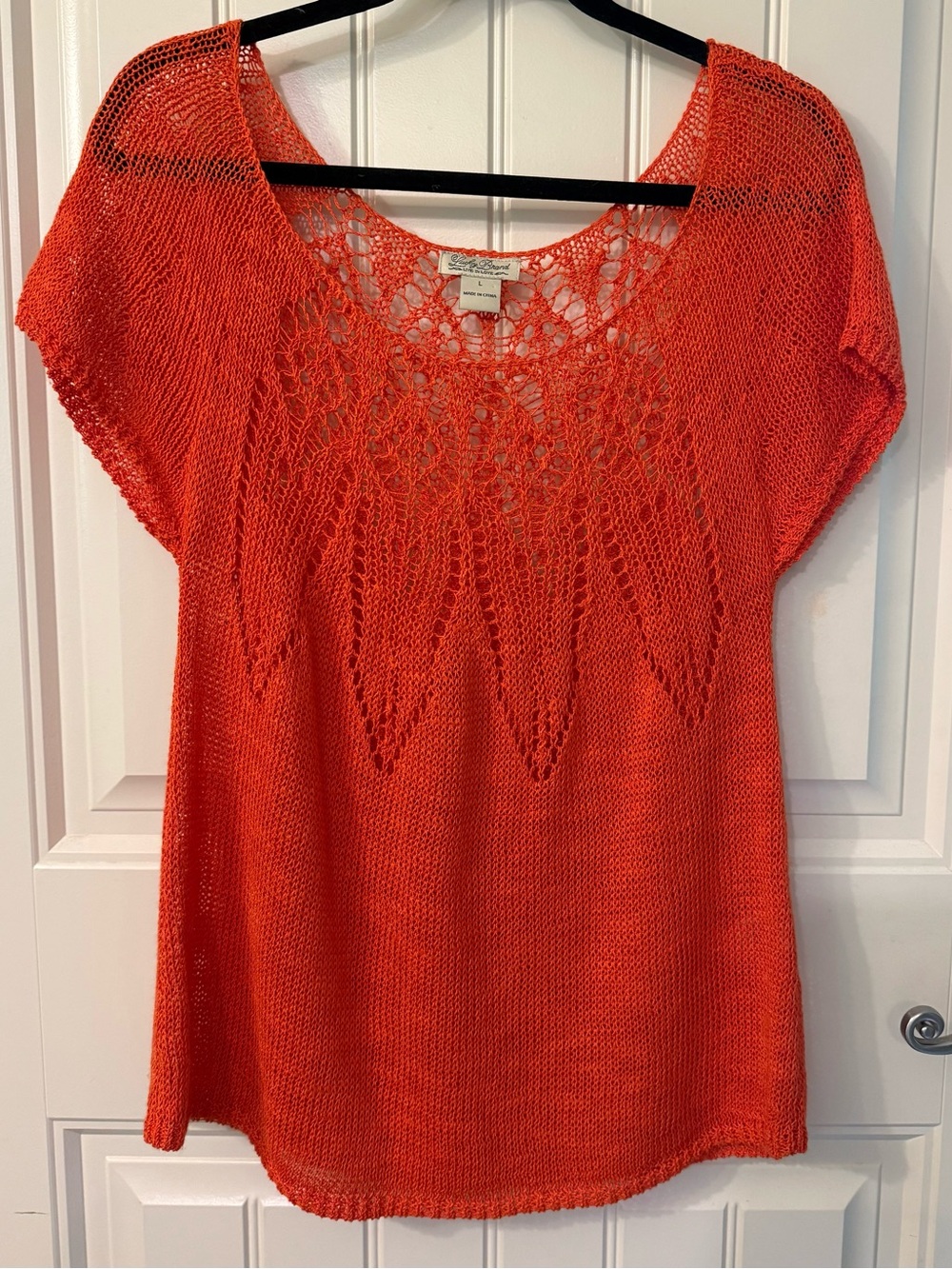 Lucky Brand Orange Crochet Yoke Knit Tunic